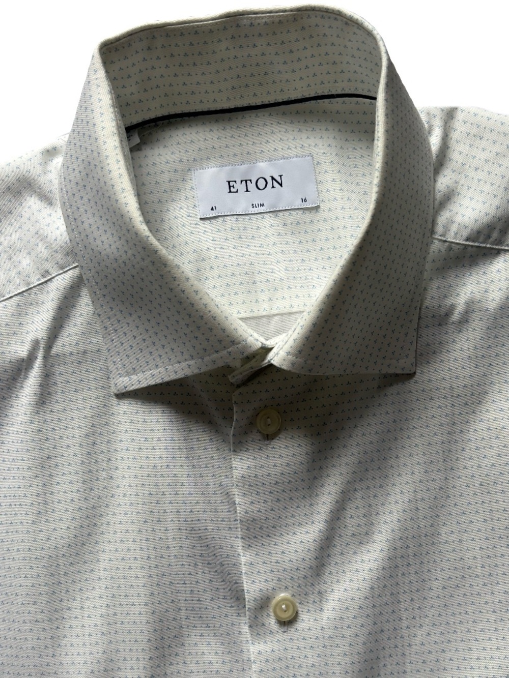 Eton Slim Fit Brighton Micro-Pattern LS Button Up Dress Shirt Size 16